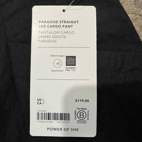 Athleta Paradise Straight Leg Cargo Pants Womens Small Black Linen Blend New - Picture 3 of 11